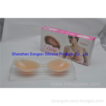 Breast Invisible Silicone Thickening Gather Seamless Underwear Wedding Prom Bra 